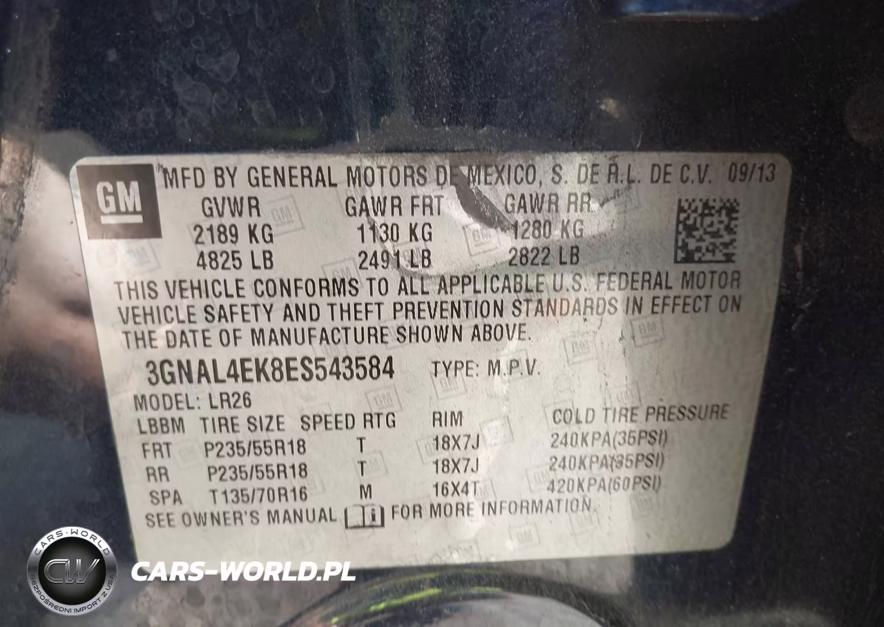 2014 Chevrolet Captiva Sport Fleet Ltz VIN:3GNAL4EK8ES543584 - 9