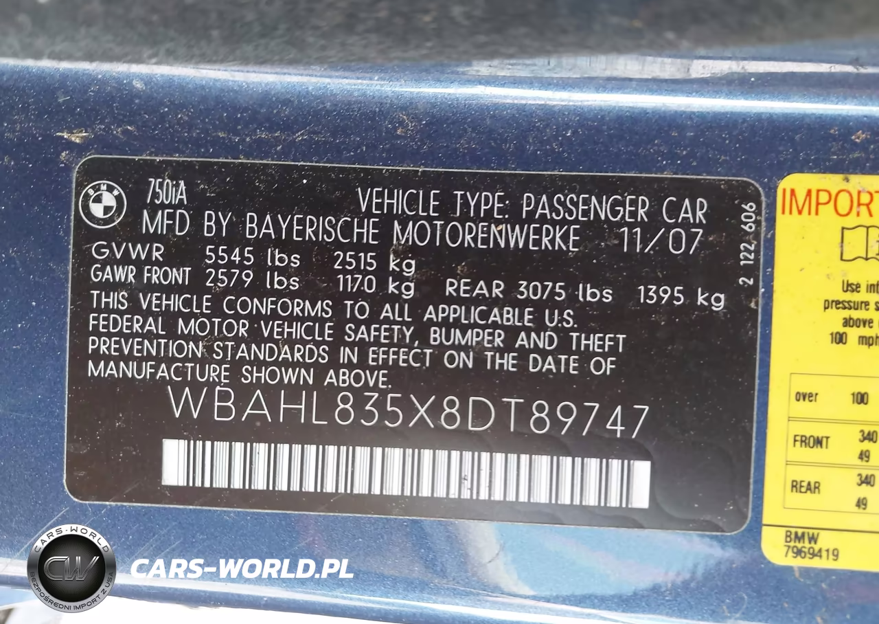 2008 BMW Alpina B7 VIN:WBAHL835X8DT89747 - 9