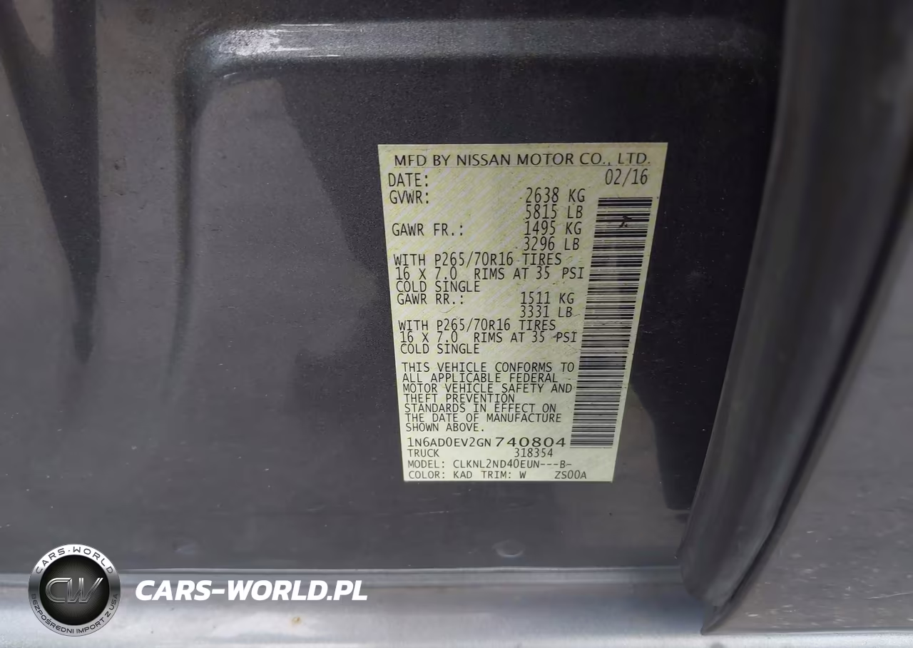 2016 Nissan Frontier Pro-4X-S-Sl-Sv VIN:1N6AD0EV2GN740804 - 9