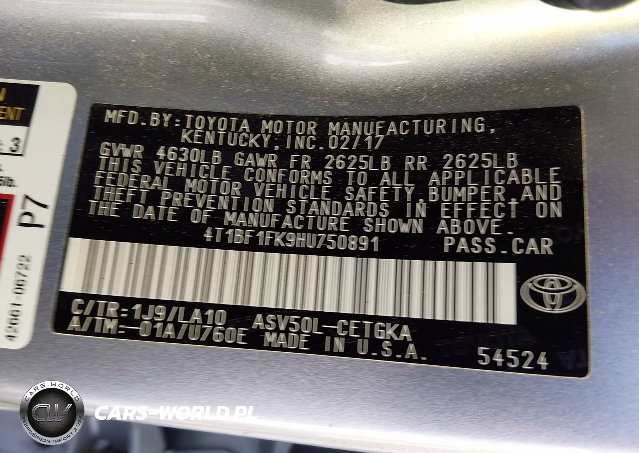 2017 Toyota Camry Xle VIN:4T1BF1FK9HU750891 - 9