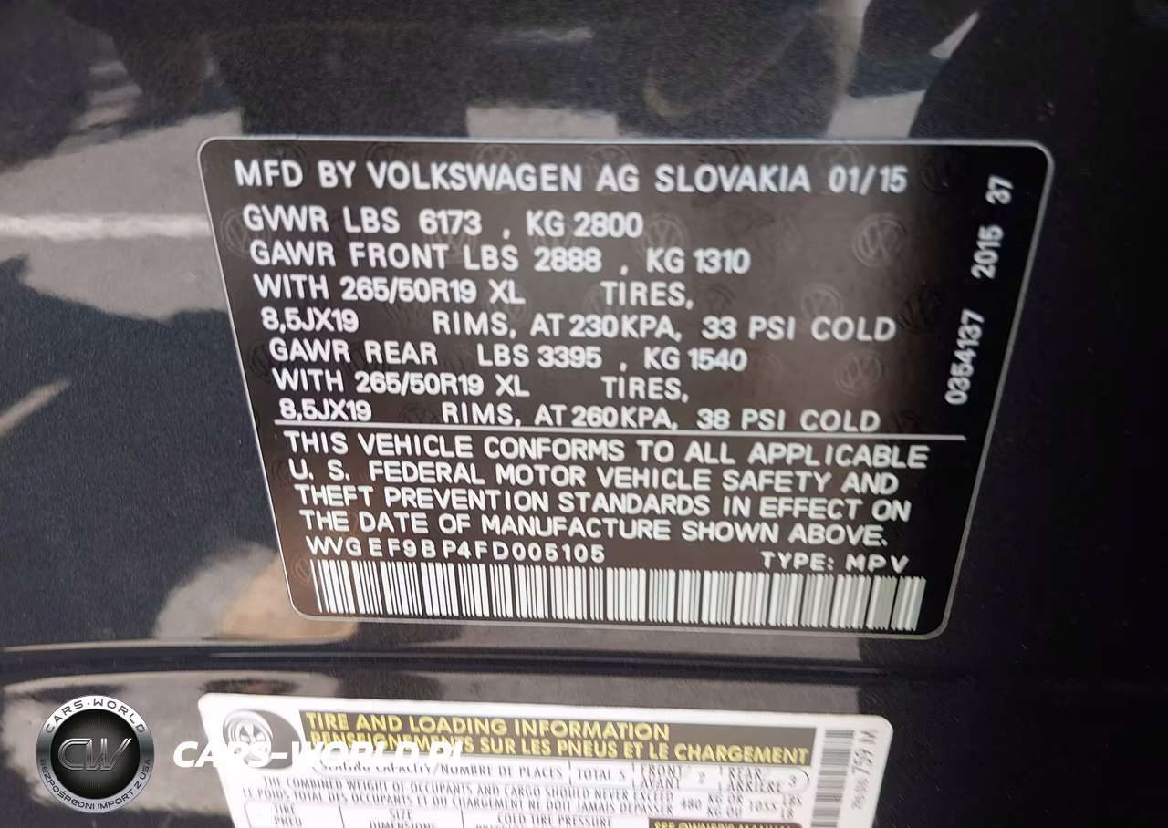 2015 Volkswagen Touareg V6 Lux VIN:WVGEF9BP4FD005105 - 9