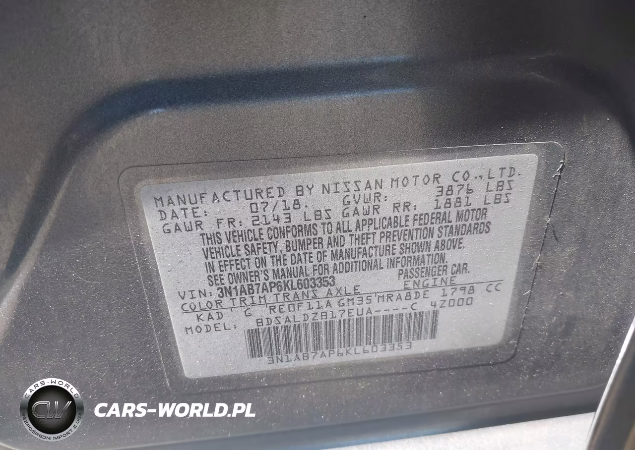 2019 Nissan Sentra Sv VIN:3N1AB7AP6KL603353 - 9