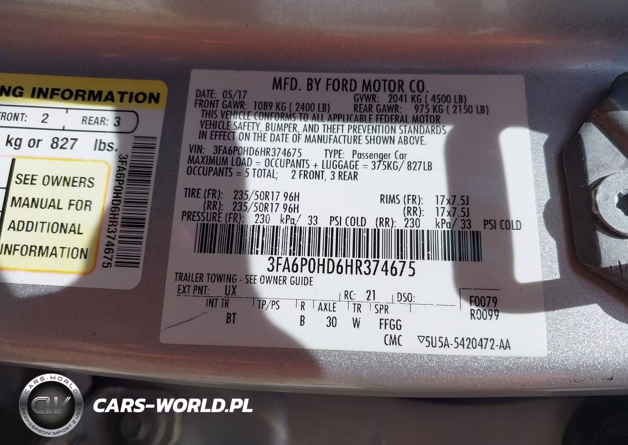 2017 Ford Fusion Se VIN:3FA6P0HD6HR374675 - 9