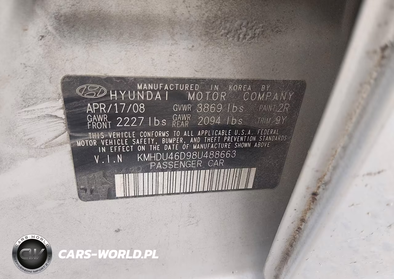 2008 Hyundai Elantra Gls-Se VIN:KMHDU46D98U488663 - 9