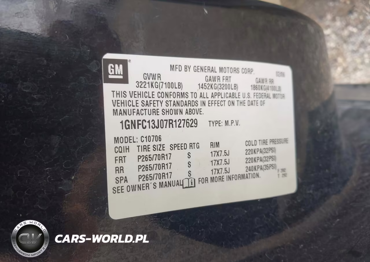2007 Chevrolet Tahoe Ls VIN:1GNFC13J07R127629 - 9