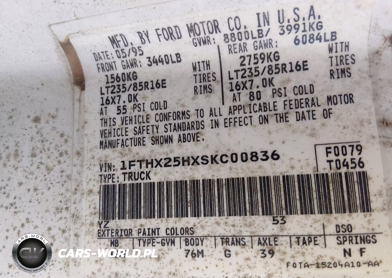 1995 Ford F250 VIN:1FTHX25HXSKC00836 - 9