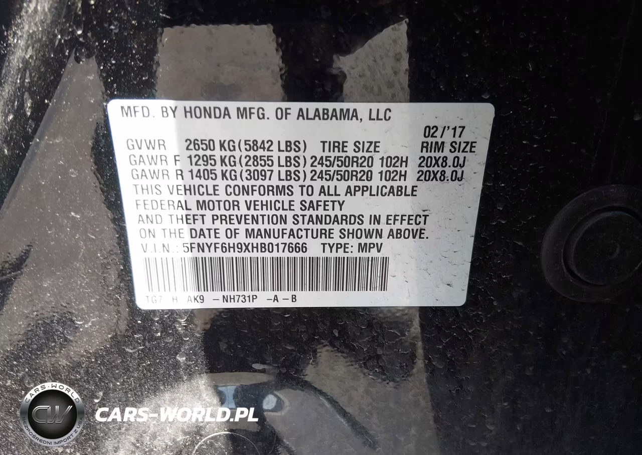 2017 Honda Pilot Touring VIN:5FNYF6H9XHB017666 - 9