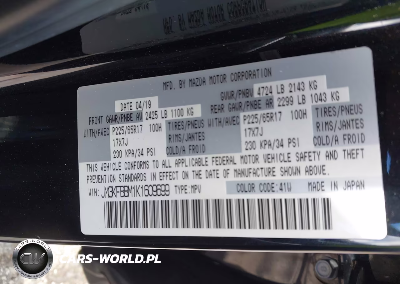 2019 Mazda Cx-5 Sport VIN:JM3KFBBM1K1609699 - 9