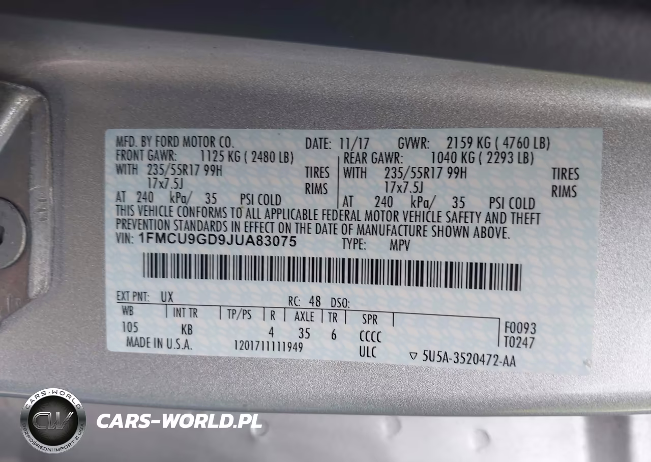 2018 Ford Escape Se VIN:1FMCU9GD9JUA83075 - 9