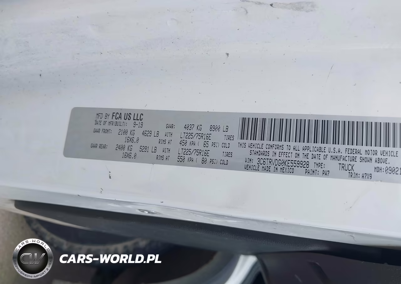 2019 Ram Promaster 2500 High Roof 159 Wb VIN:3C6TRVDG0KE559928 - 9