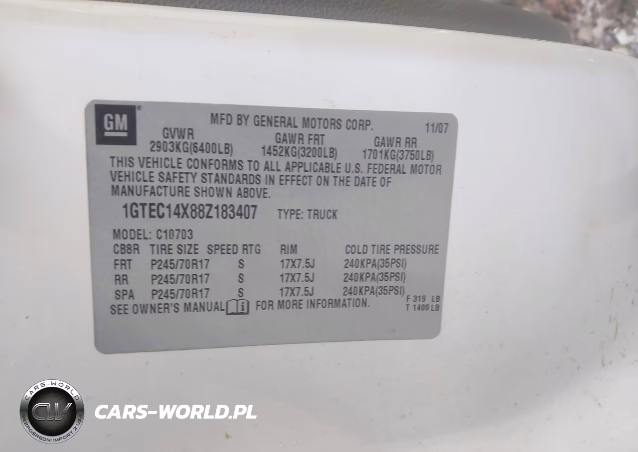 2008 GMC Sierra 1500 Work Truck VIN:1GTEC14X88Z183407 - 9