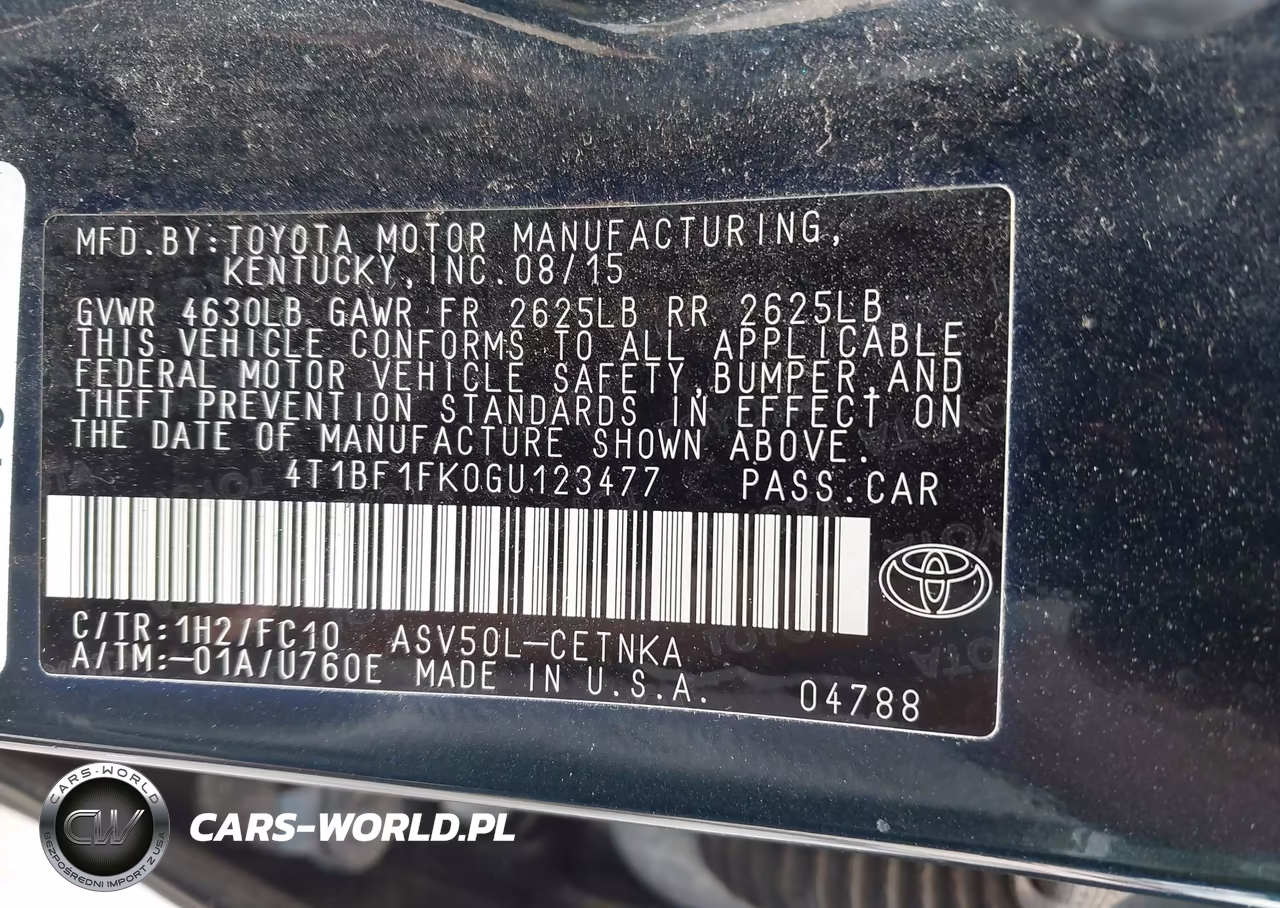 2016 Toyota Camry Le VIN:4T1BF1FK0GU123477 - 9