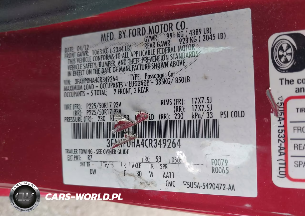 2012 Ford Fusion Se VIN:3FAHP0HA4CR349264 - 17