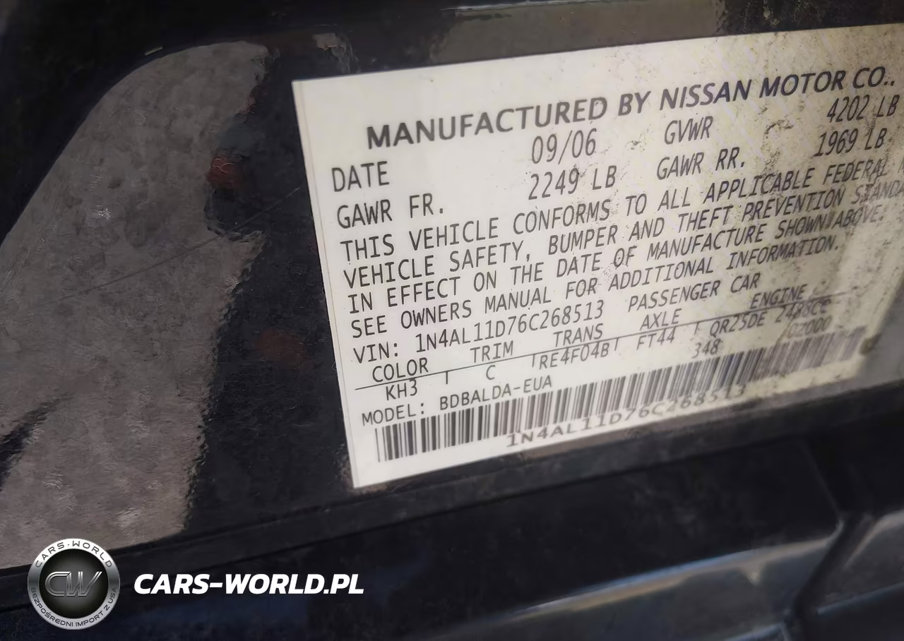 2006 Nissan Altima 2.5 S VIN:1N4AL11D76C268513 - 9