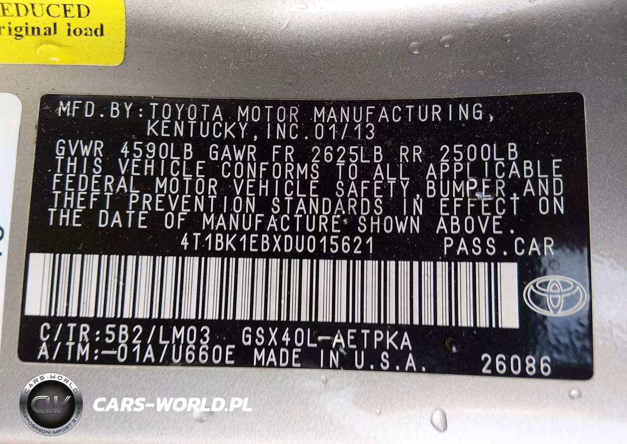 2013 Toyota Avalon Limited VIN:4T1BK1EBXDU015621 - 9