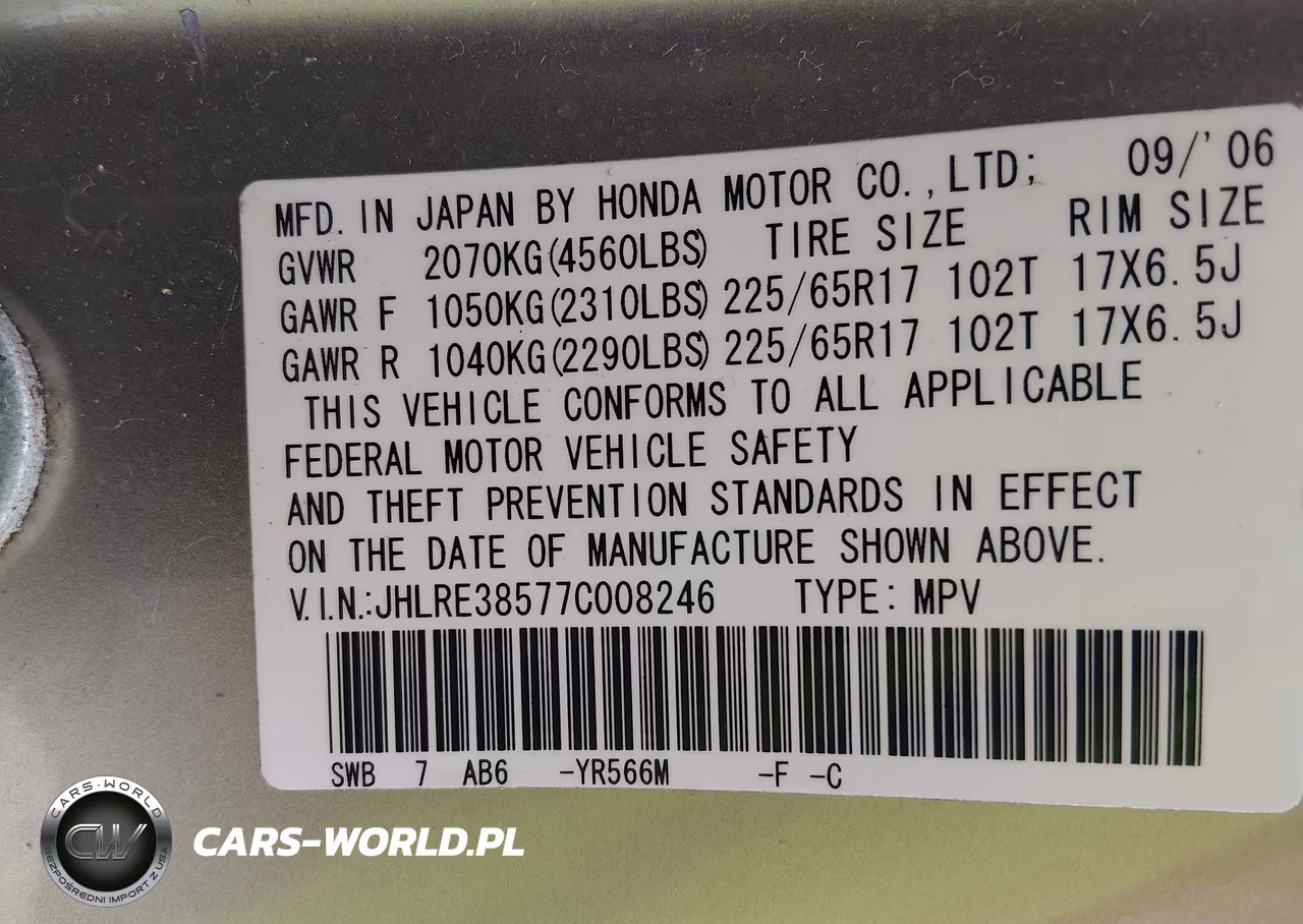 2007 Honda Cr-V Ex VIN:JHLRE38577C008246 - 9