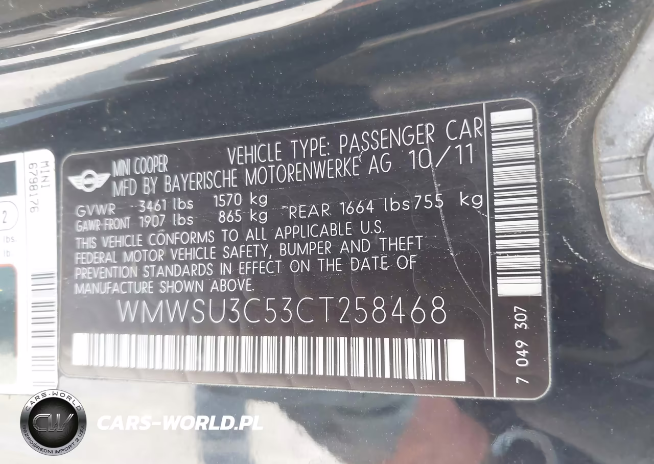 2012 Mini Cooper VIN:WMWSU3C53CT258468 - 9