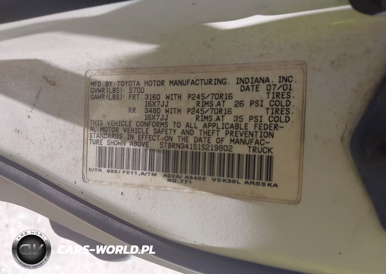 2001 Toyota Tundra Sr5 VIN:5TBRN34151S219802 - 9