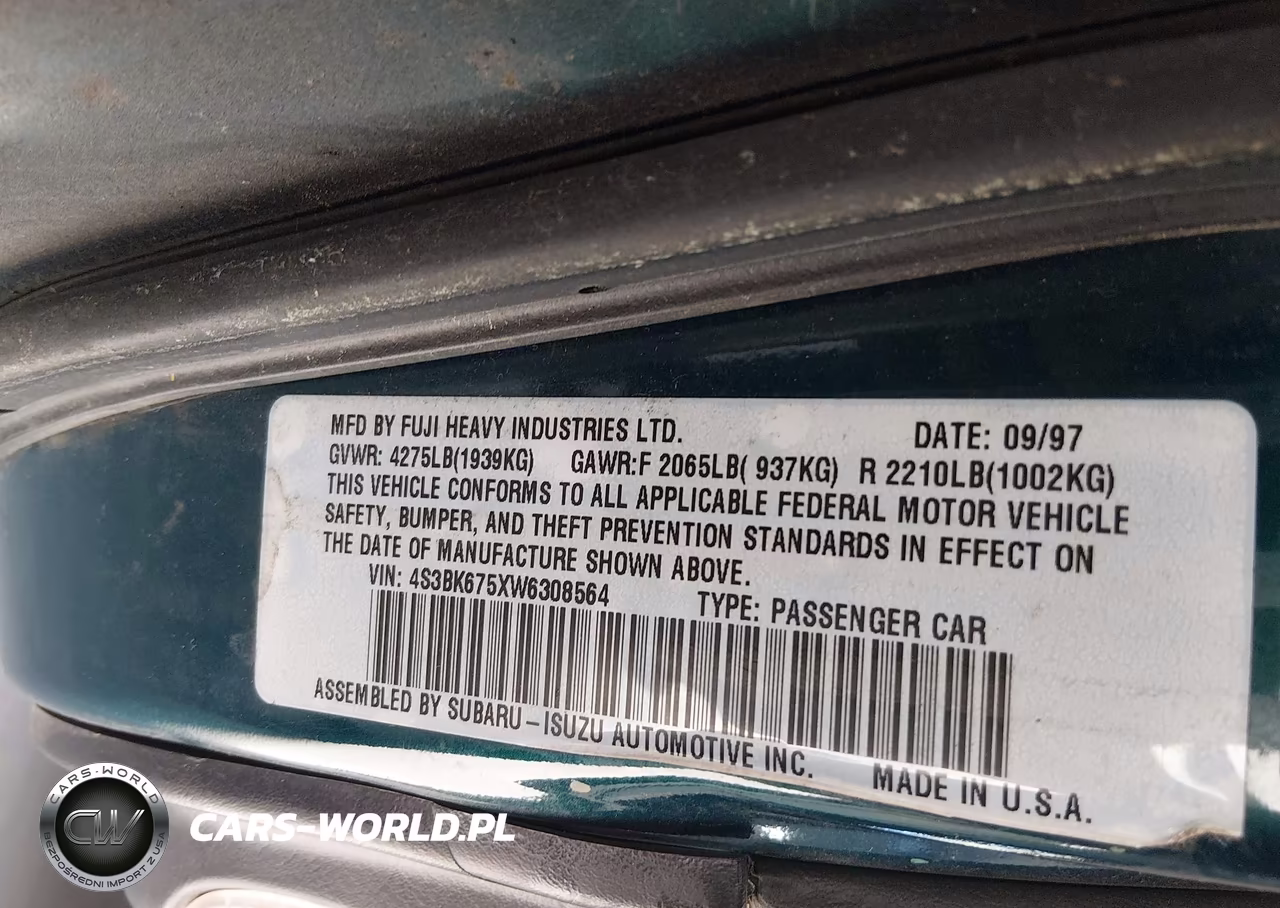 1998 Subaru Legacy 2.5Gt VIN:4S3BK675XW6308564 - 9