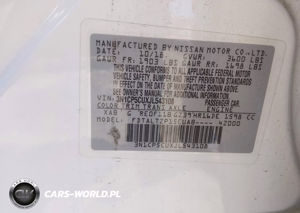 2018 Nissan Kicks Sr VIN:3N1CP5CUXJL543108 - 9