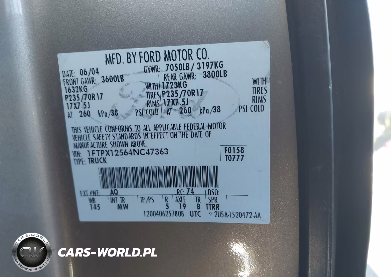 2004 Ford F-150 Lariat-Xl-Xlt VIN:1FTPX12564NC47363 - 9