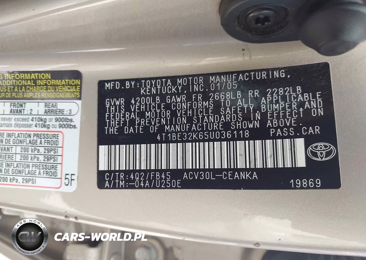 2005 Toyota Camry Le VIN:4T1BE32K65U036118 - 9