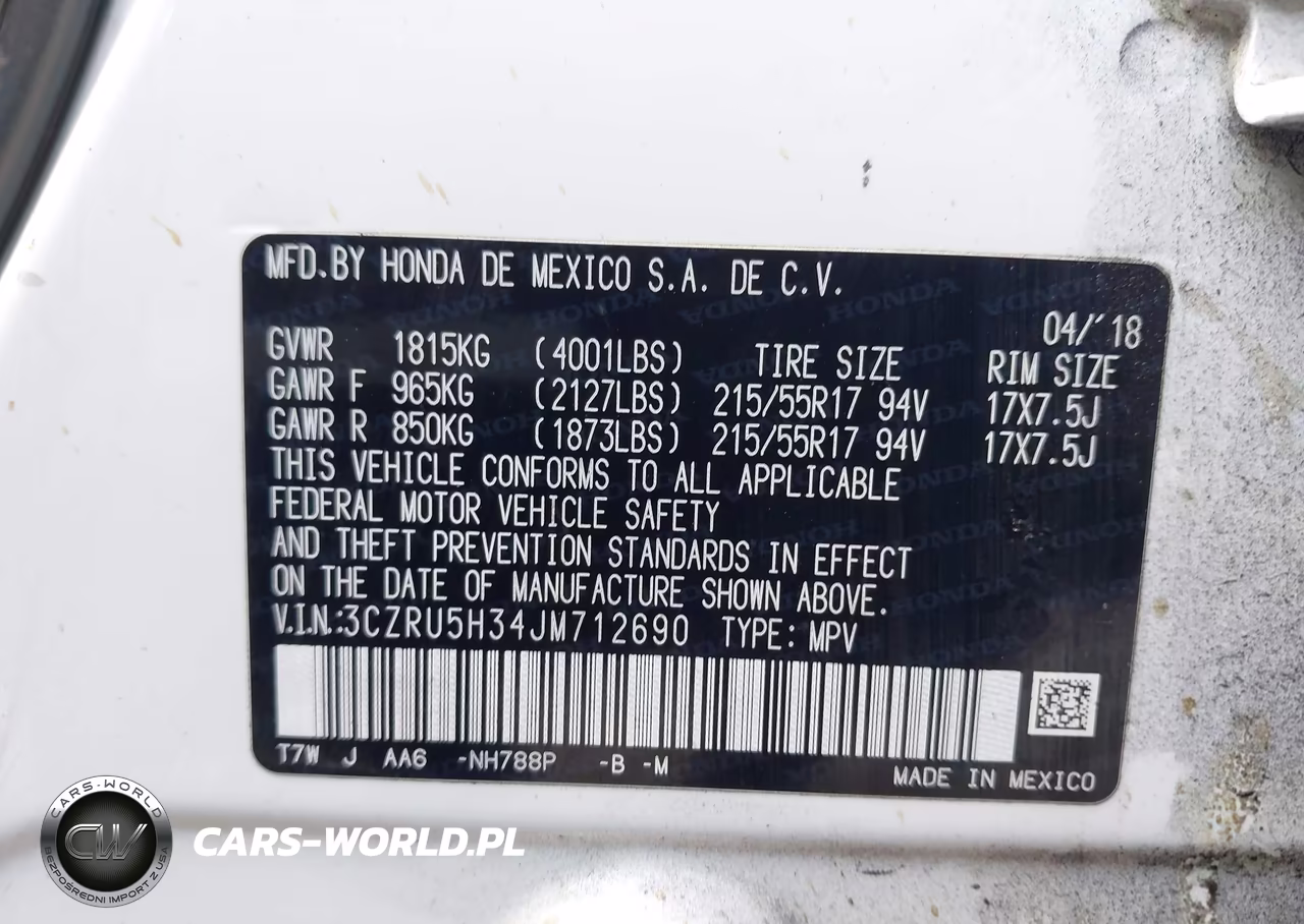 2018 Honda Hr-V Lx VIN:3CZRU5H34JM712690 - 9