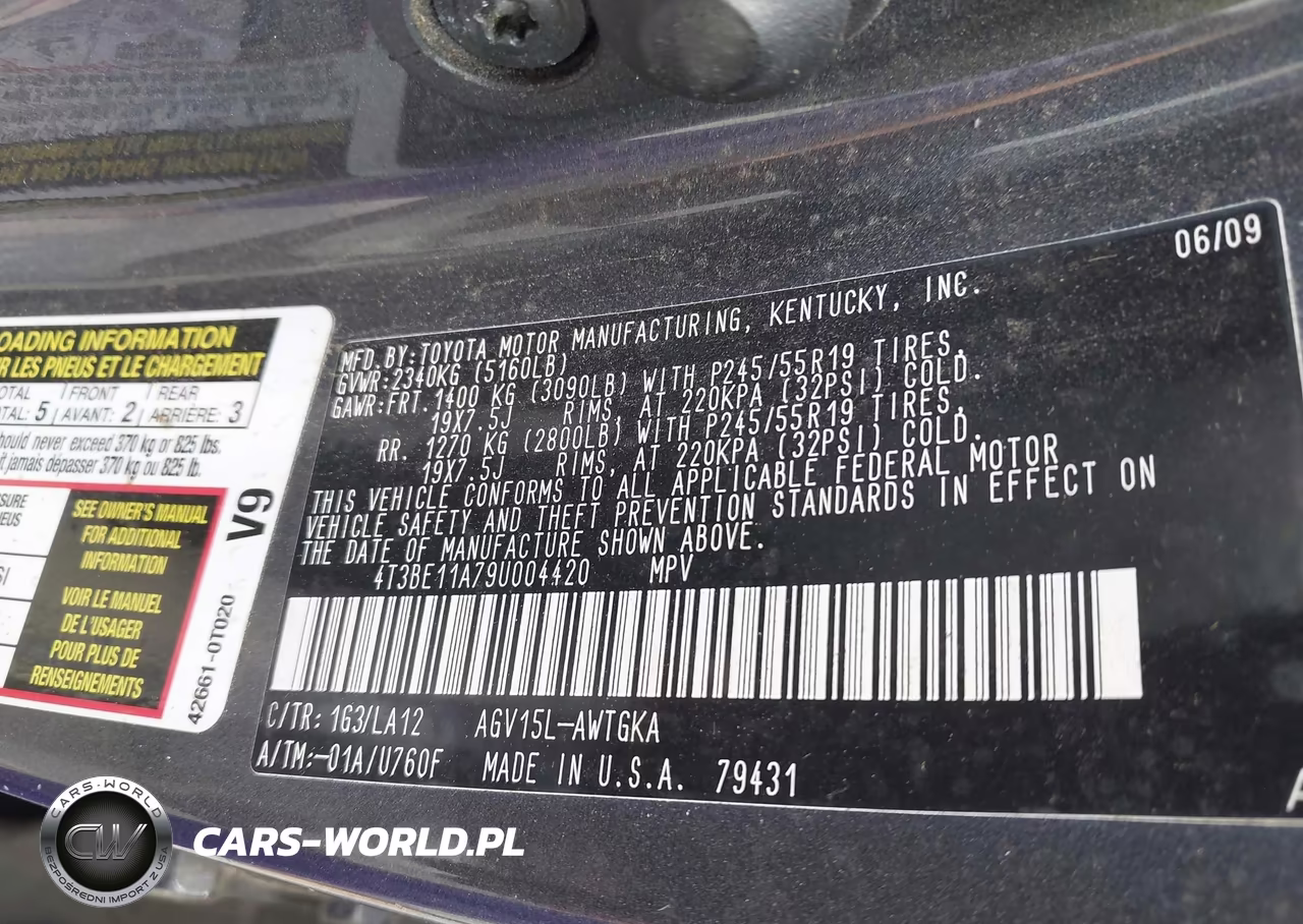 2009 Toyota Venza VIN:4T3BE11A79U004420 - 9