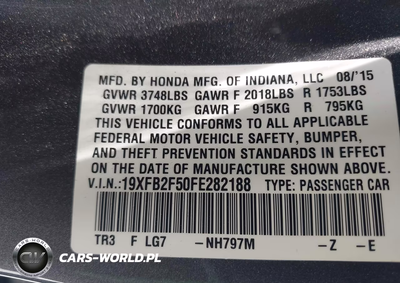 2015 Honda Civic Lx VIN:19XFB2F50FE282188 - 9