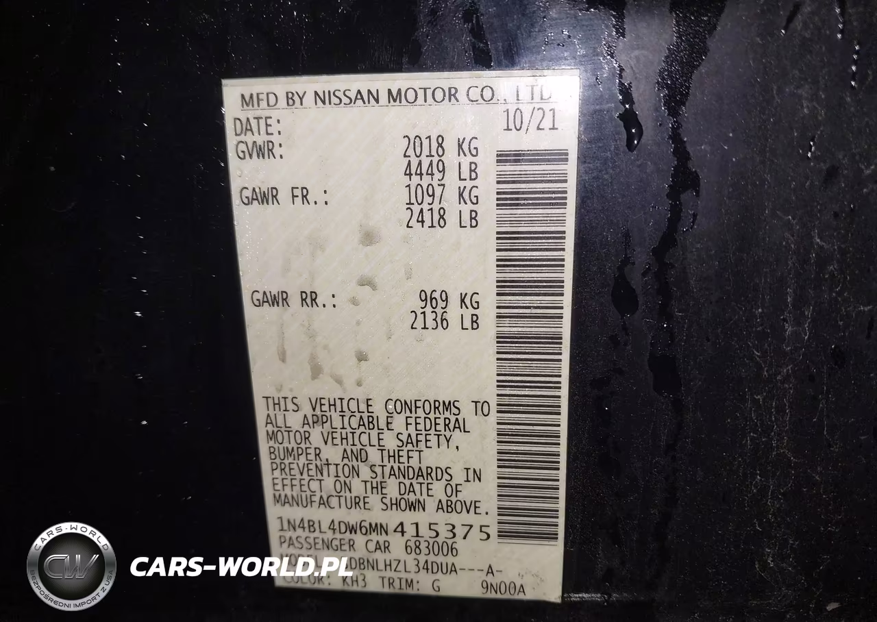 2021 Nissan Altima Sv Intelligent Awd VIN:1N4BL4DW6MN415375 - 9