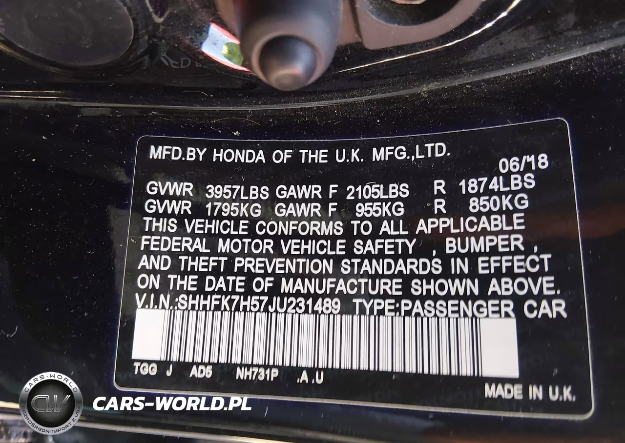 2018 Honda Civic Ex VIN:SHHFK7H57JU231489 - 9