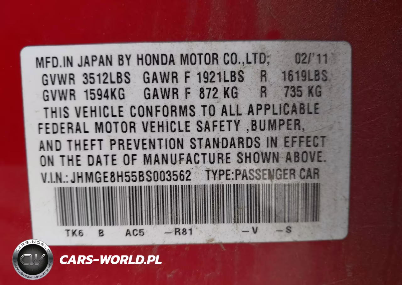 2011 Honda Fit Sport VIN:JHMGE8H55BS003562 - 9