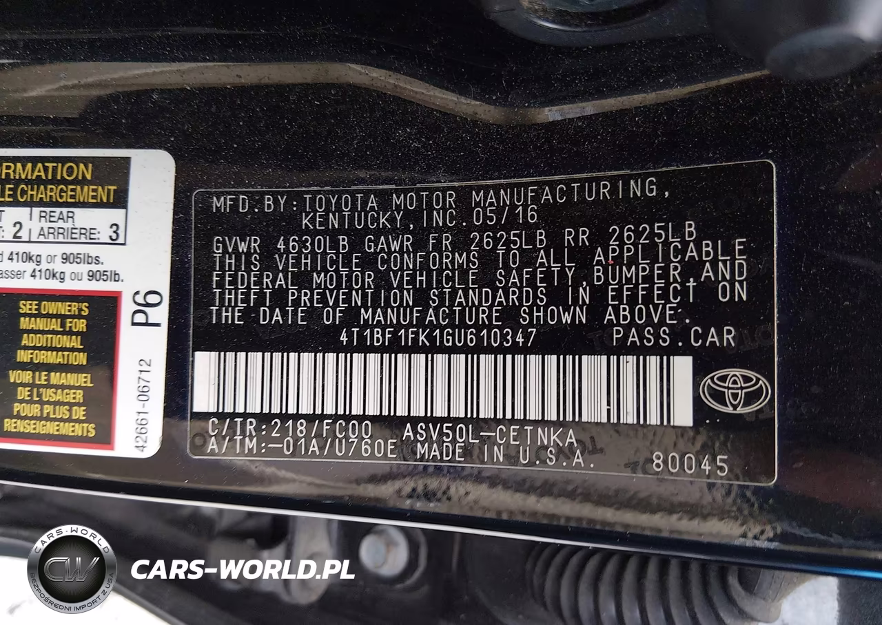 2016 Toyota Camry Le VIN:4T1BF1FK1GU610347 - 9