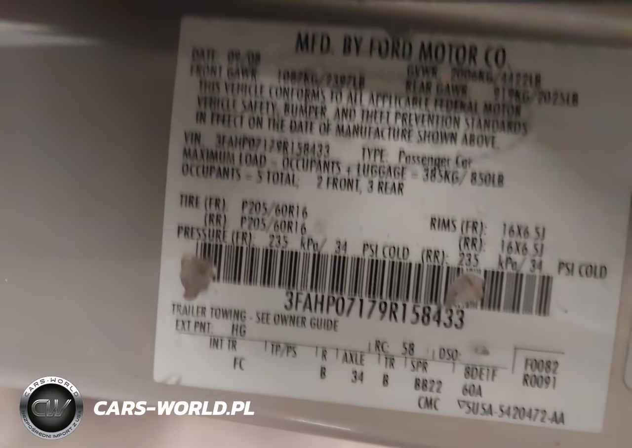 2009 Ford Fusion Se VIN:3FAHP07179R158433 - 9