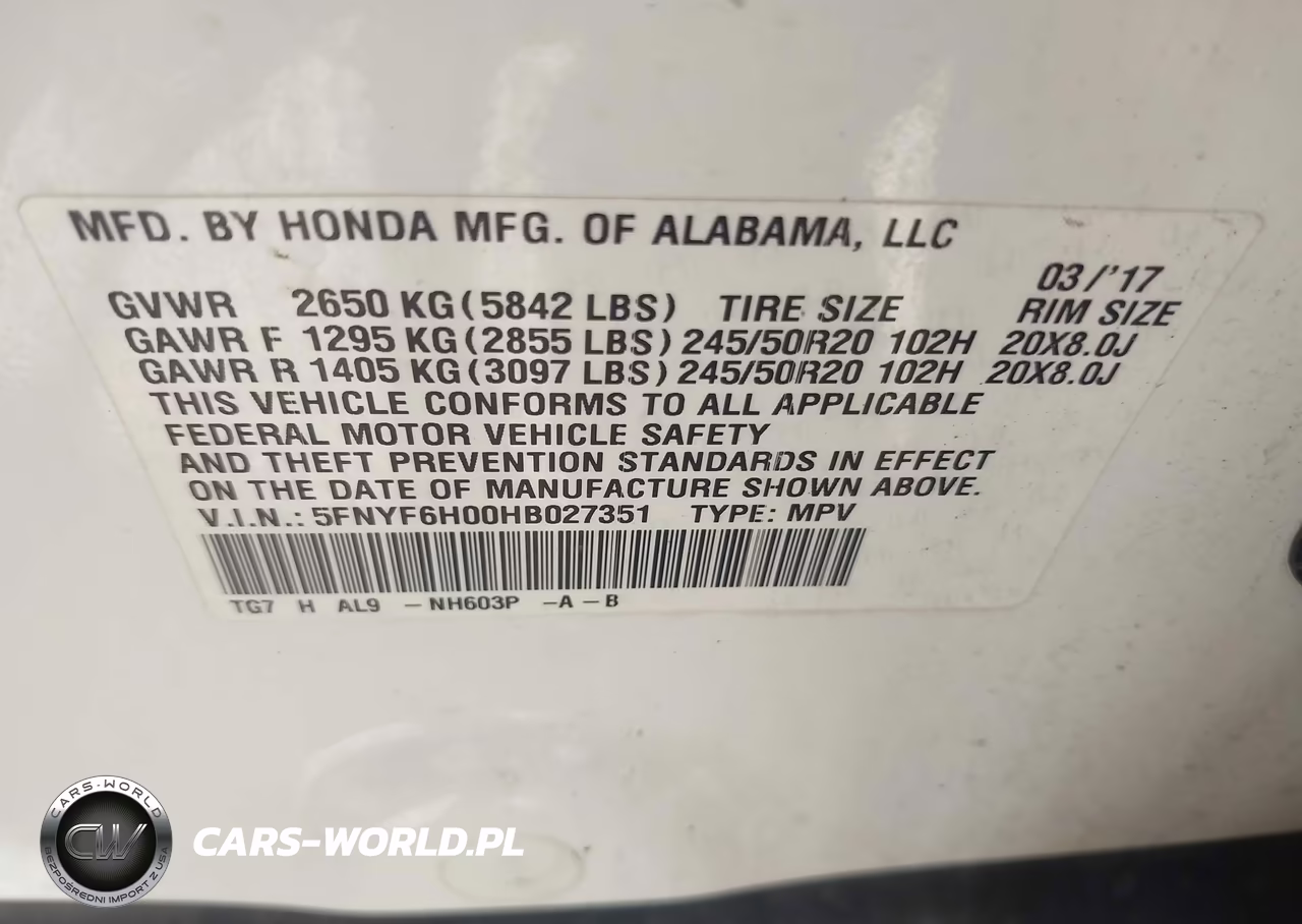 2017 Honda Pilot Elite VIN:5FNYF6H00HB027351 - 9