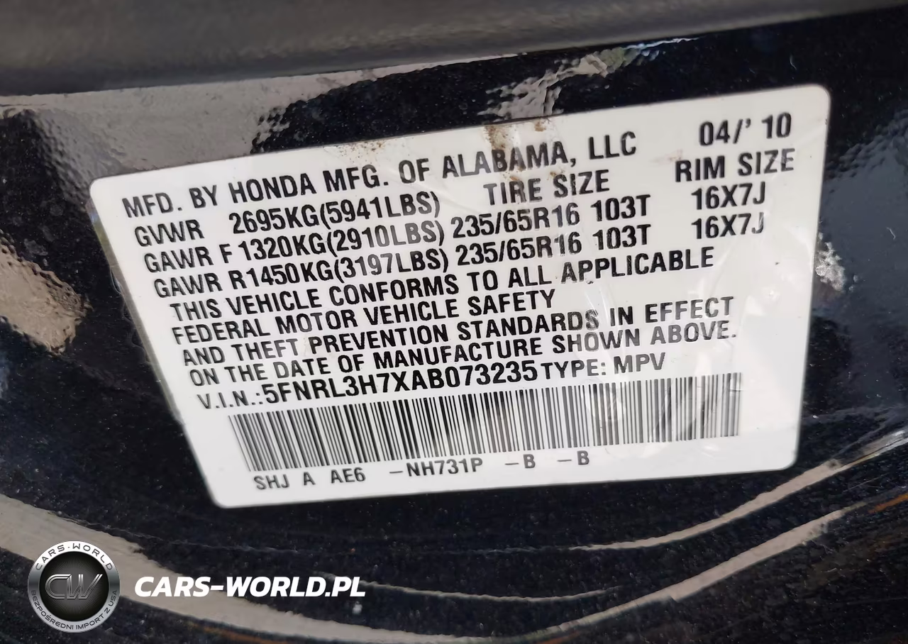 2010 Honda Odyssey Ex-L VIN:5FNRL3H7XAB073235 - 9