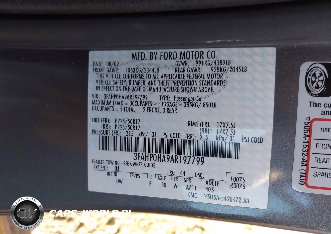 2010 Ford Fusion Se VIN:3FAHP0HA9AR197799 - 9