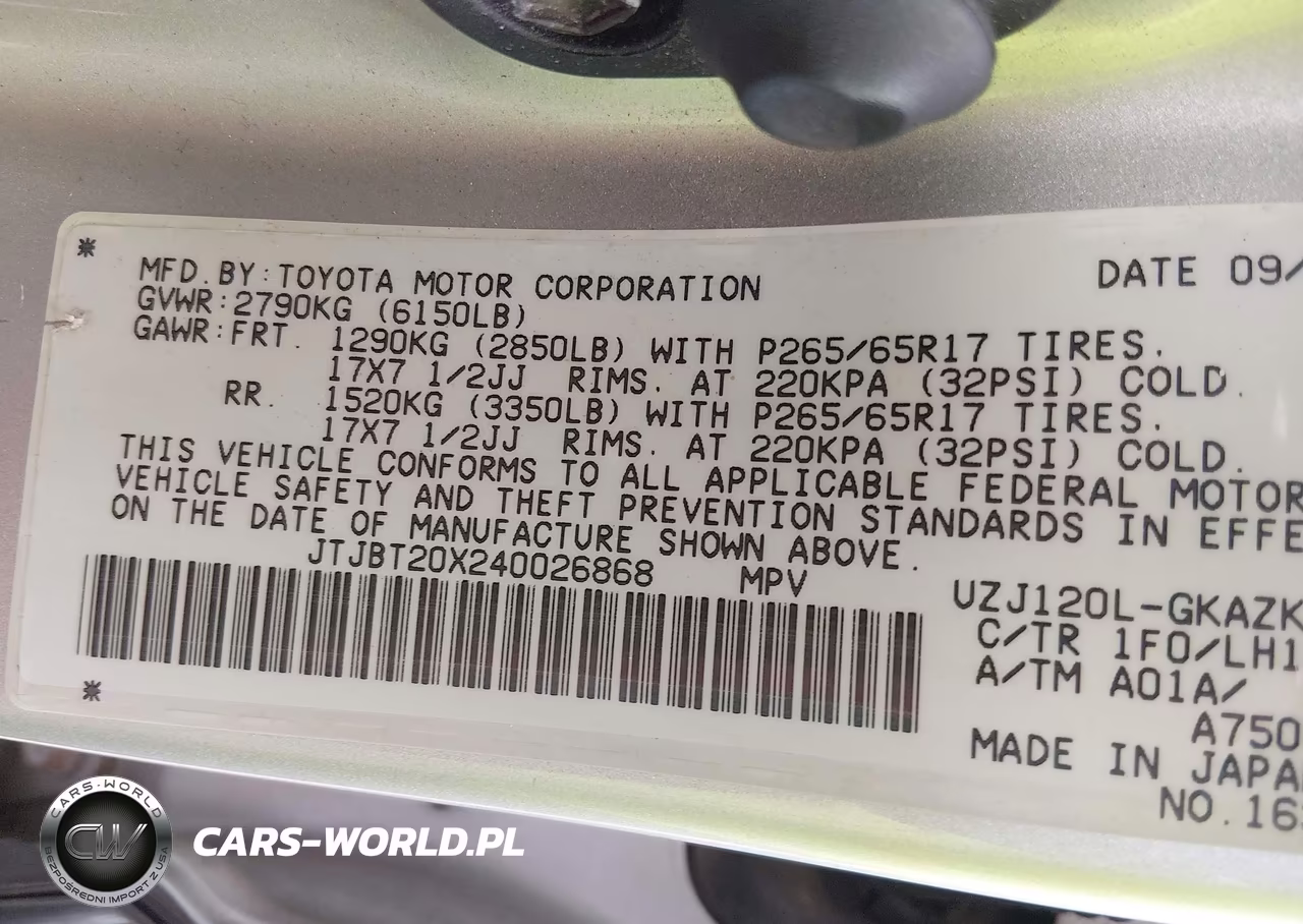 2004 Lexus Gx 470 VIN:JTJBT20X240026868 - 9