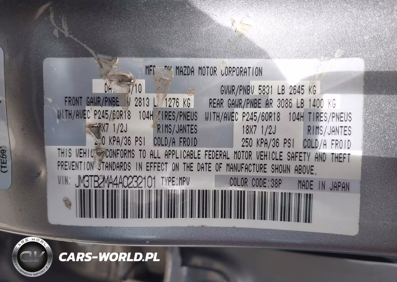 2010 Mazda Cx-9 Touring VIN:JM3TB2MA4A0232101 - 9