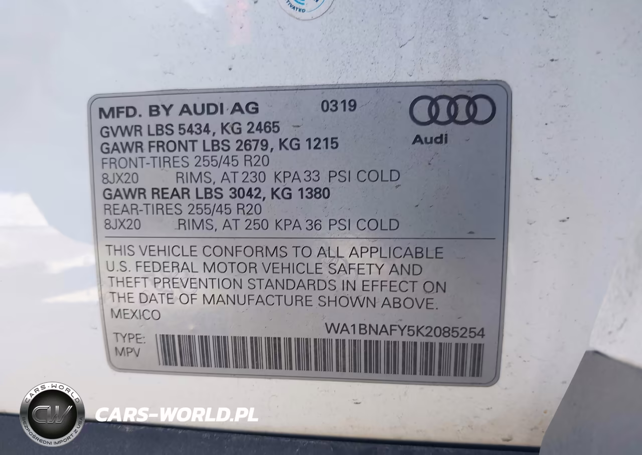 2019 Audi Q5 45 Premium VIN:WA1BNAFY5K2085254 - 9