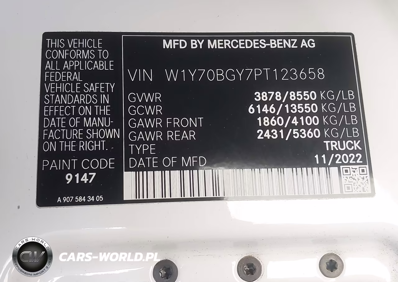 2023 Mercedes-Benz Sprinter 1500 Standard Roof 4-Cyl Gas VIN:W1Y70BGY7PT123658 - 9