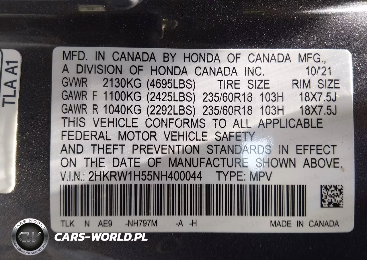 2022 Honda Cr-V 2Wd Ex VIN:2HKRW1H55NH400044 - 9