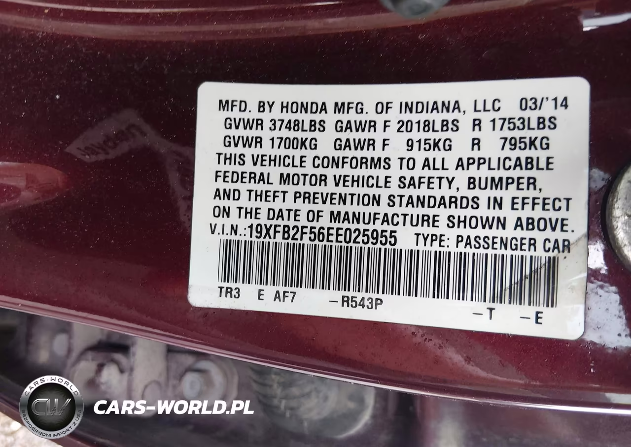 2014 Honda Civic Lx VIN:19XFB2F56EE025955 - 9