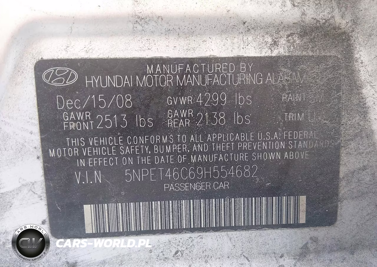 2009 Hyundai Sonata Gls VIN:5NPET46C69H554682 - 9