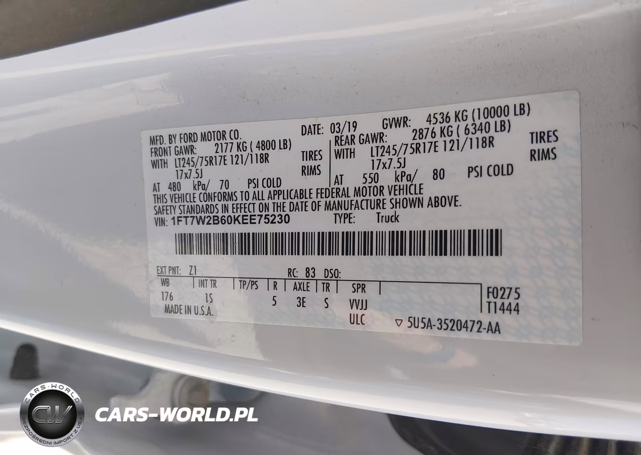 2019 Ford F-250 Xl VIN:1FT7W2B60KEE75230 - 9