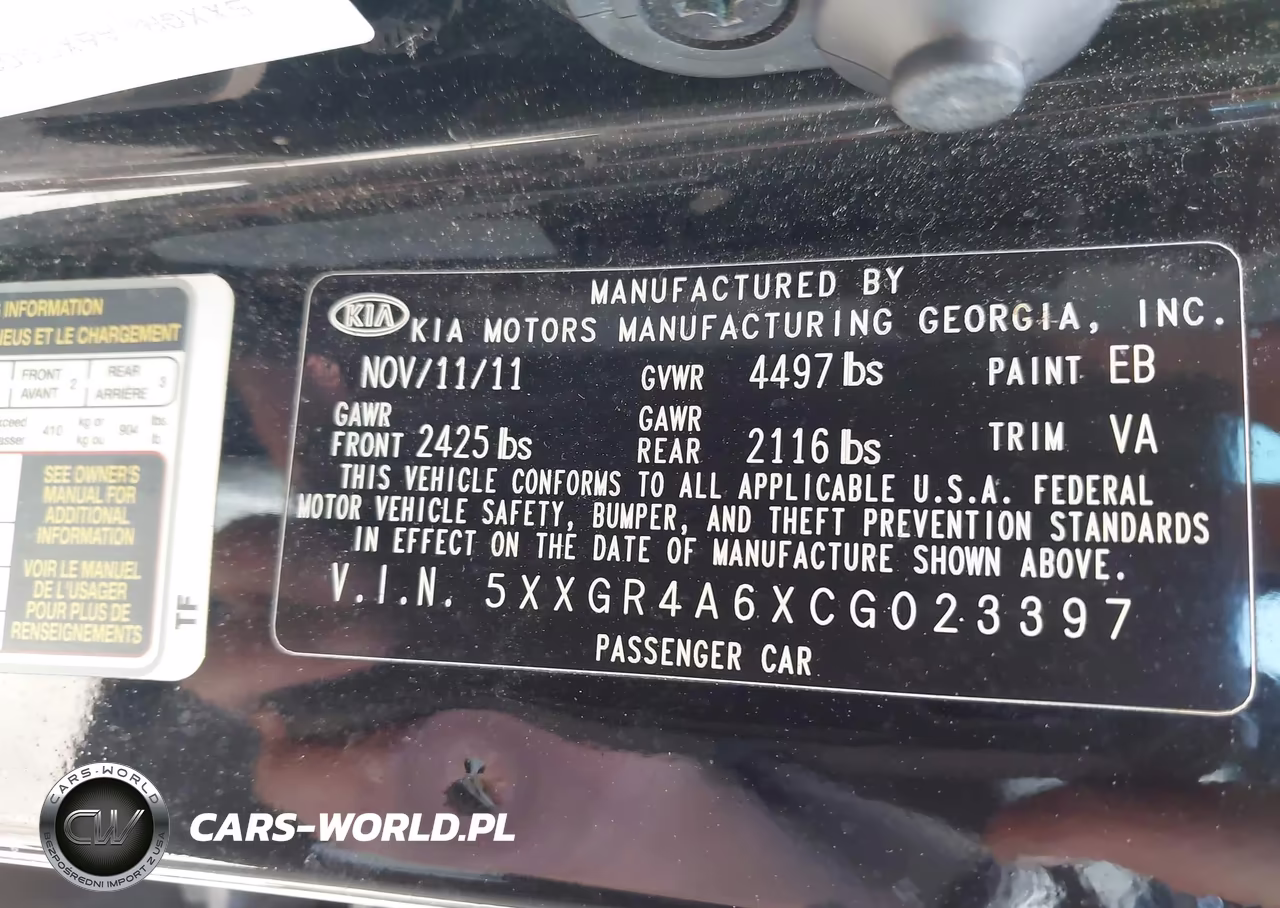 2012 Kia Optima Sx VIN:5XXGR4A6XCG023397 - 9