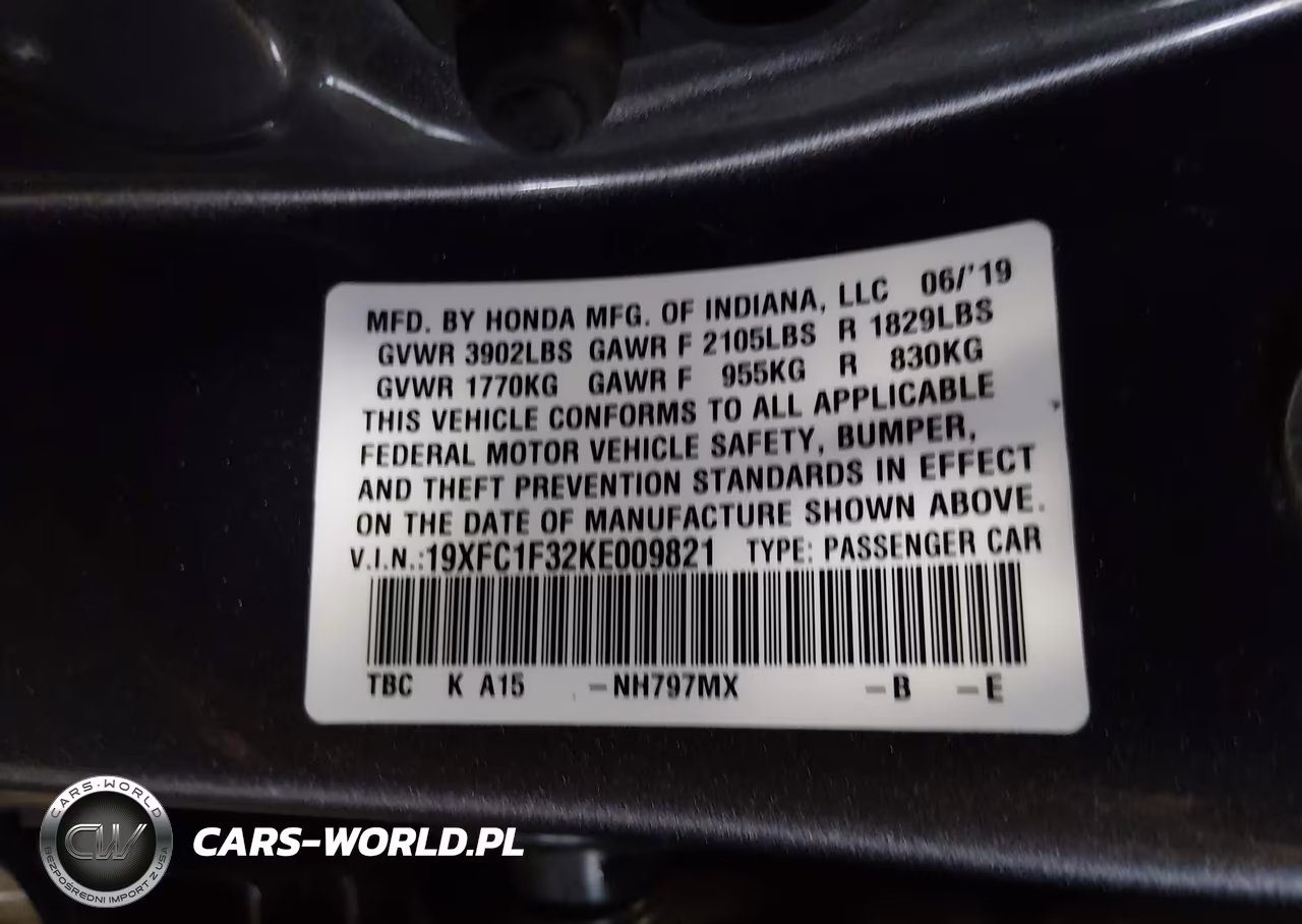 2019 Honda Civic Ex VIN:19XFC1F32KE009821 - 9