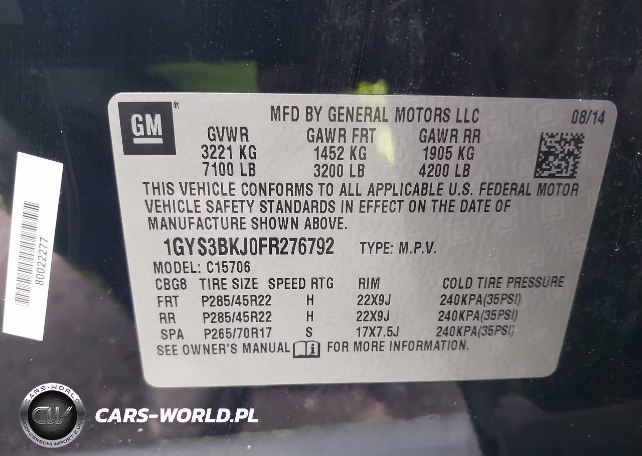 2015 CADILLAC ESCALADE L LUXURY VIN:1GYS3BKJ0FR276792 - 9