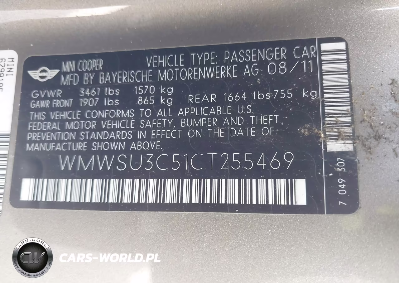 2012 Mini Cooper VIN:WMWSU3C51CT255469 - 9