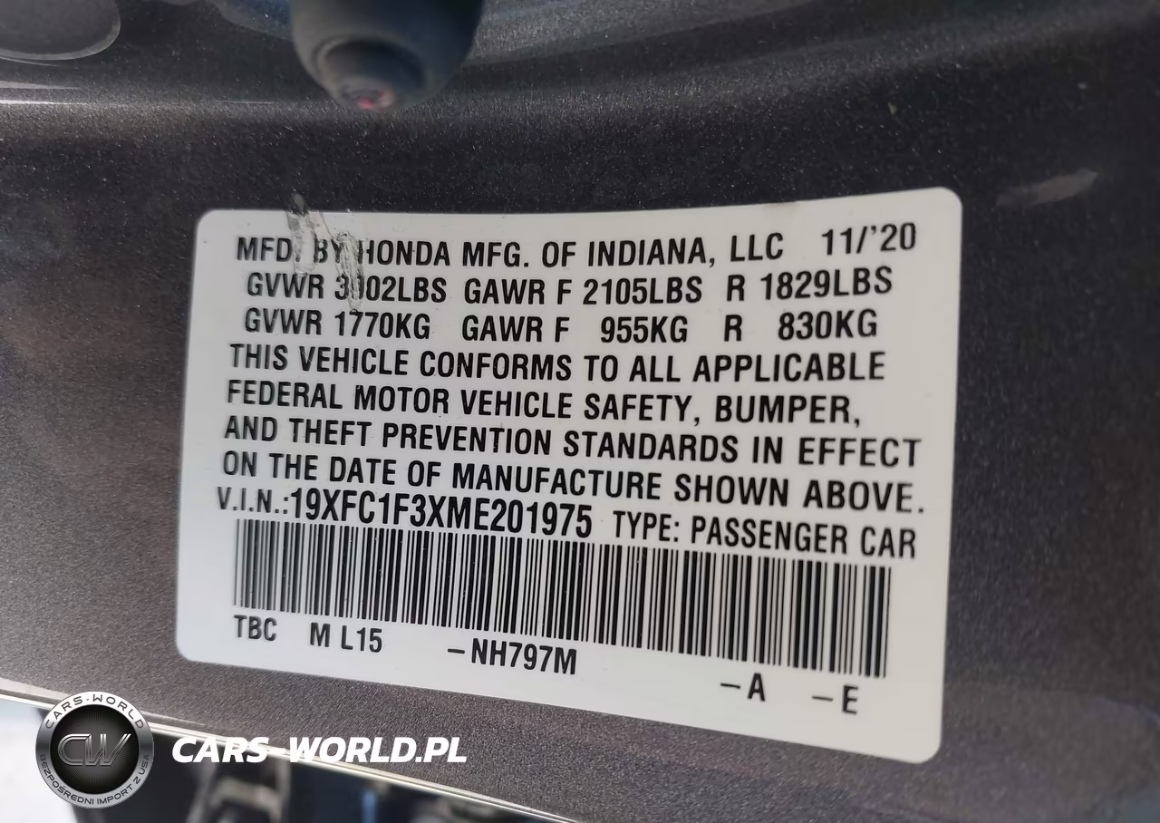 2021 Honda Civic Ex VIN:19XFC1F3XME201975 - 9